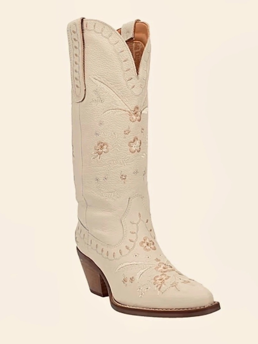 Dingo Floral Embroidered Western Boots in Cream